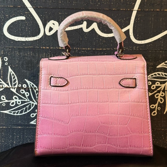 Pink Ombre Vegan Crocodile-Embossed Mini Tote - Picture 5 of 12